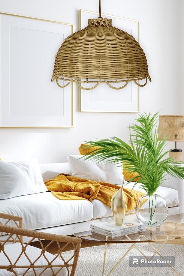 Rattan, Bambu, Hasır Sarkıt Avize Çap: 35 Cm Yükseklik: 22 Cm - 1
