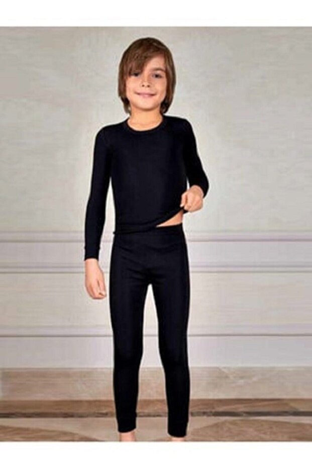 Black Thermal Under-Upper Set Set for Boy