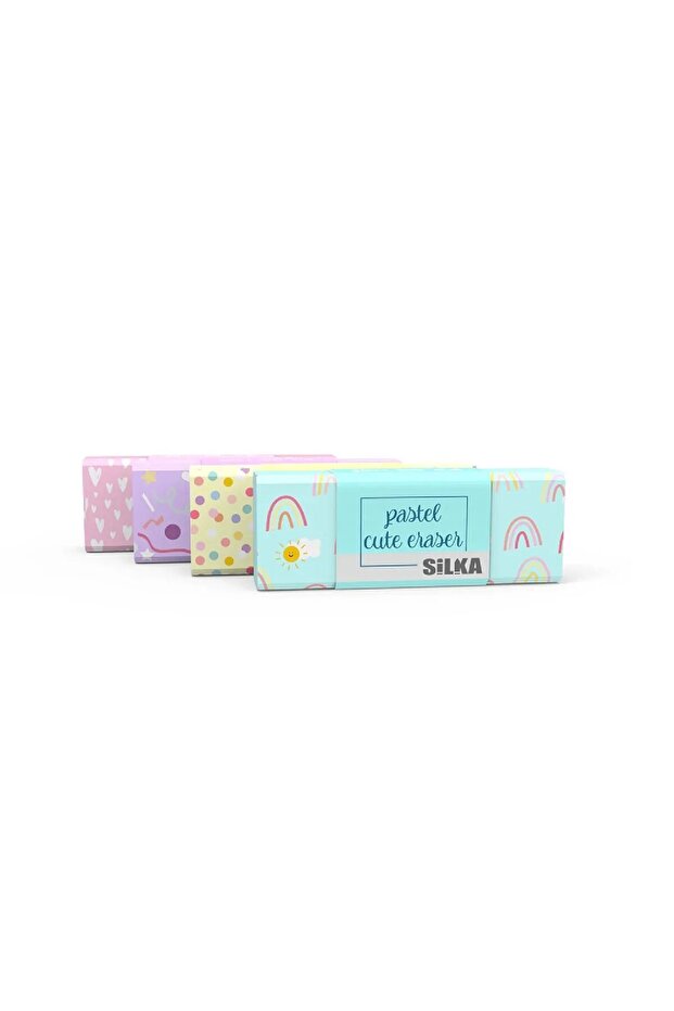 Silka Cute Pastel Eraser Large Size 4 Pieces