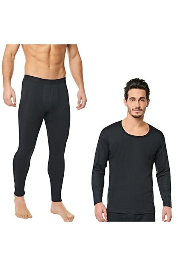 Men's Thermal Underwear Set with Fleece Neck Gear, Beanie Hat and Thermal Socks Set