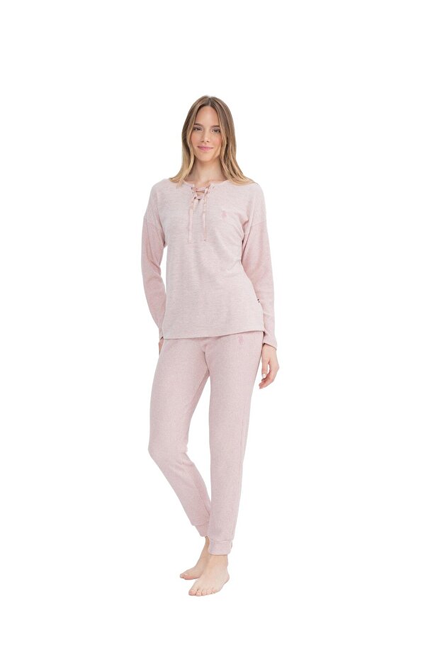 Original Licensed Women's Pink Melange Pajama Set 17088