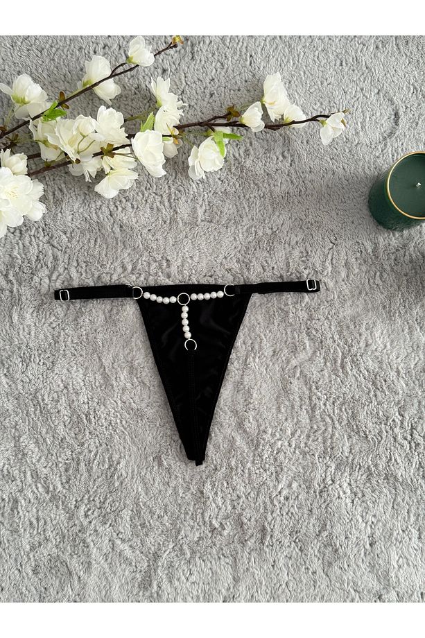 Kadın İncili Beli Ayarlanabilir Seksi String Fantezi Külot - 1