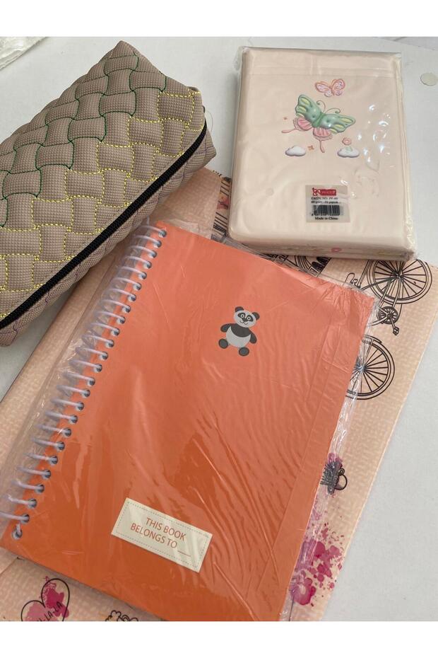 1 Adet Baskılı Çıtçıtlı Dosya, 1 Adet Not Defteri, 1 Adet Çizgili Defter , 1 Adet Kalem Kutusu - 3