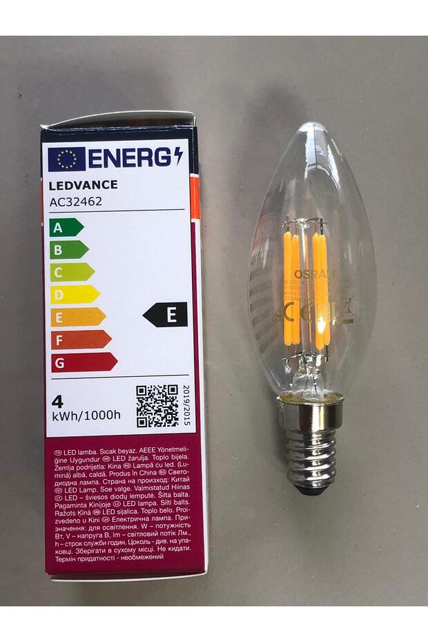 3 ADET OSRAM RUSTİK LED LAMBA E14 4W=40W 470 LÜMEN 2700K SARI - 3