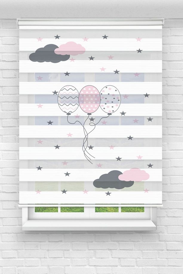 Pembe Balonlar Çocuk Odası Zebra Perde-baskılı Zebra - 1