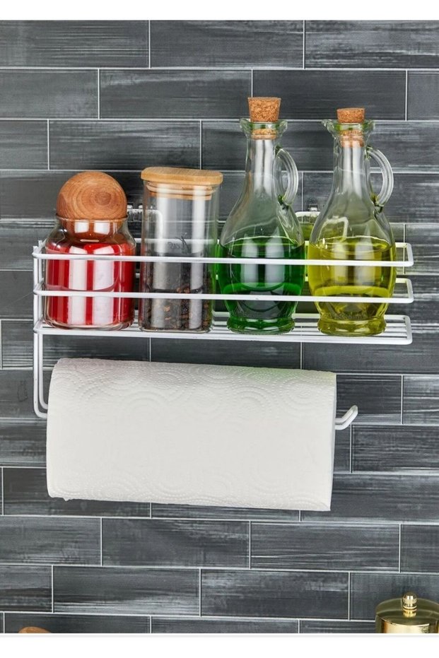Adhesive Shelf Paper Roll Towel Holder Napkin Holder Towel Paper Holder Bathroom Kitchen Organizer Shelf
