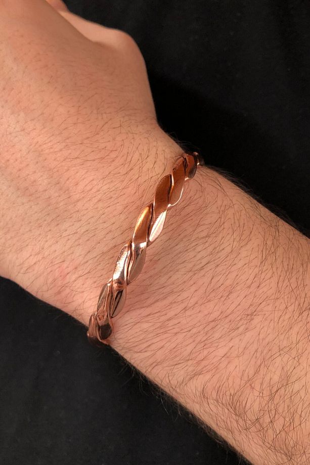Unisex El Yapımı Örgü Bakır Bileklik - 3