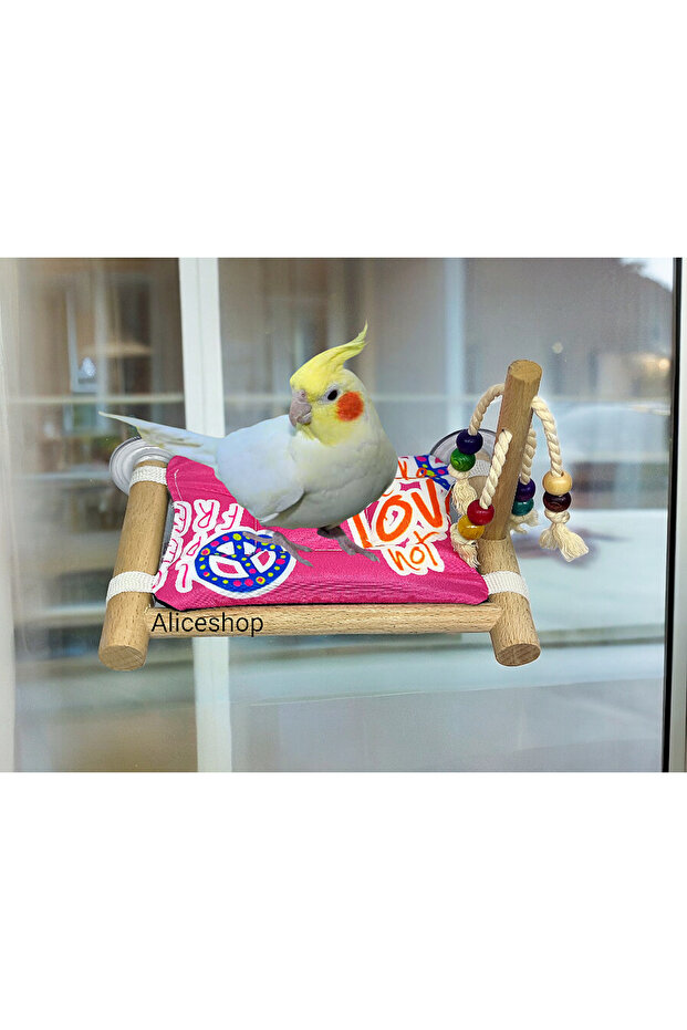 Bird bed sleeping and resting cushion with suction cups for use on surfaces such as glass, tiles, and cabinets.