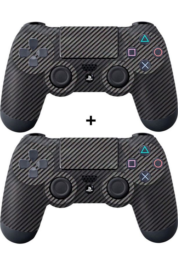 Ps 4 Siyah Carbon Fiber Dualshock Kol Kaplama 2 Adet - 1