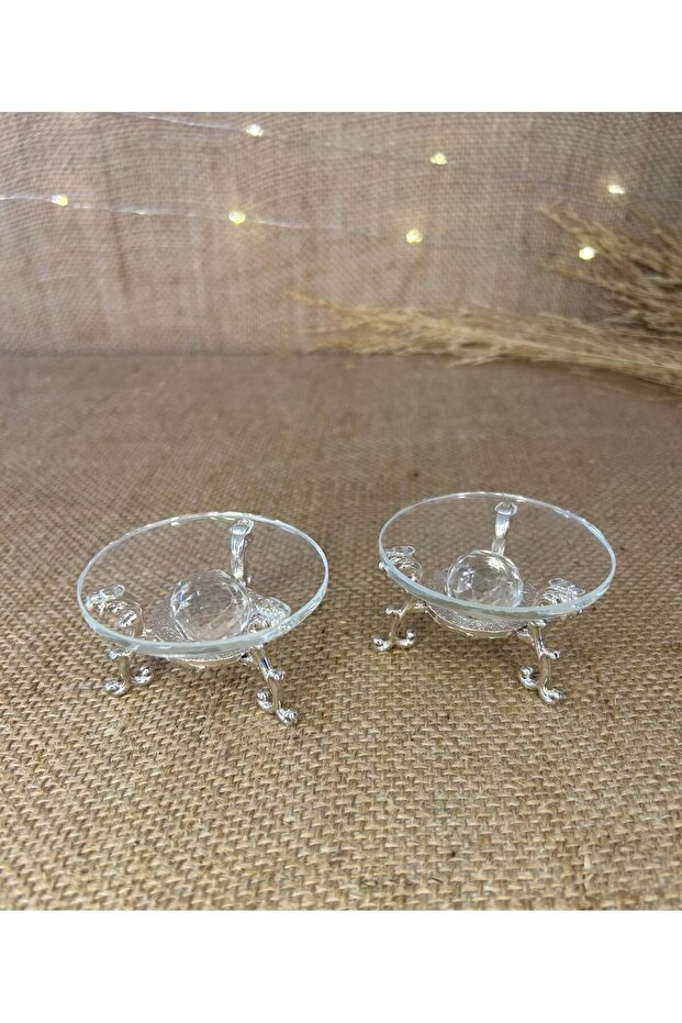 حلقة فضية مزدوجة من الكريستال الزجاجي، حامل حلقي - 1