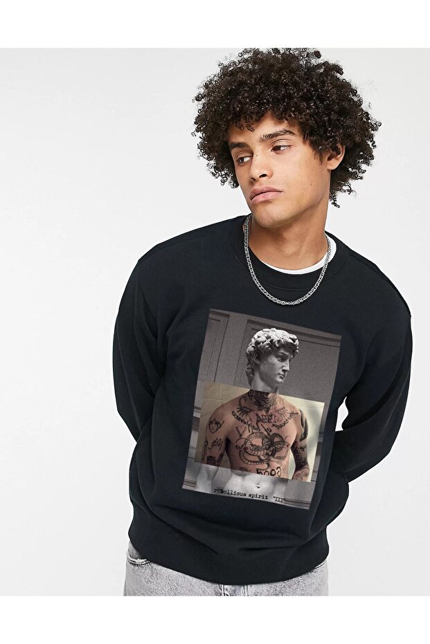 Unisex Rebellious Spirit III Oversize Sweatshirt Black
