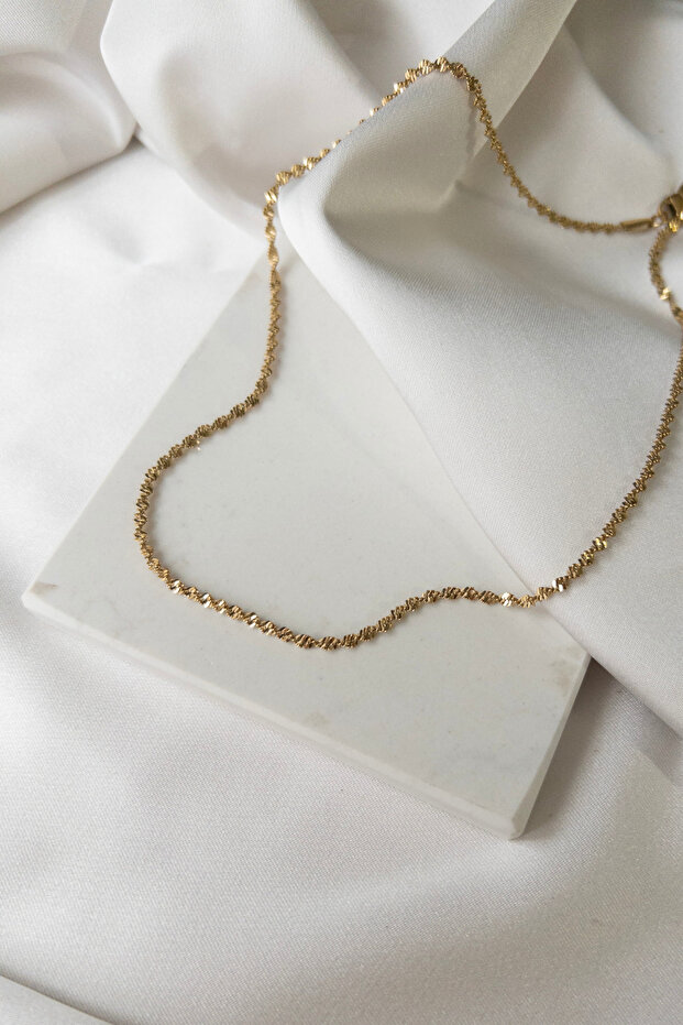 Singapur Çelik Zarif Zincir Tasarım Basic Kadın Çelik Kolye - 2