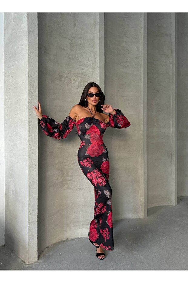 Maksi boy straples elbise - 1