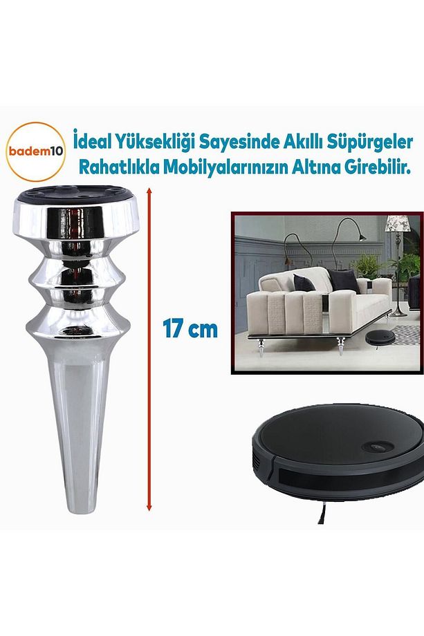 Oliva Krom 17 Cm Mobilya Kanepe Koltuk Tv Ünitesi Konsol Yükseltme Yükseltici Ayağı Ayakları - 3