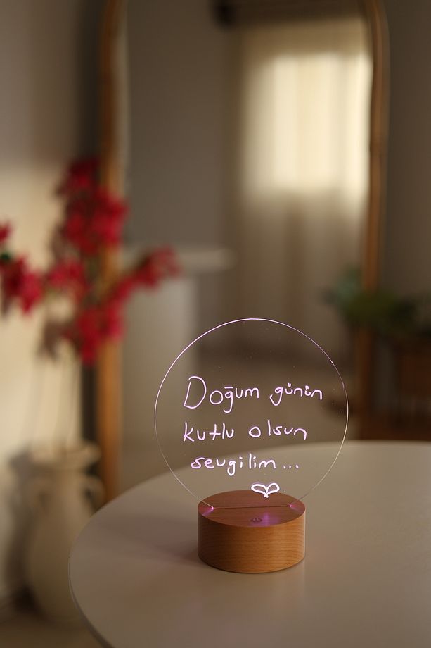 Kalemli Yazılabilir 7 Renk Işıklı LED Mesaj Panosu Gece Lambası - 3