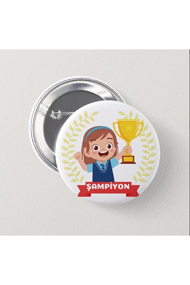 Şampiyon Kız - Çocuk İğneli Rozet-2 Adet - 1