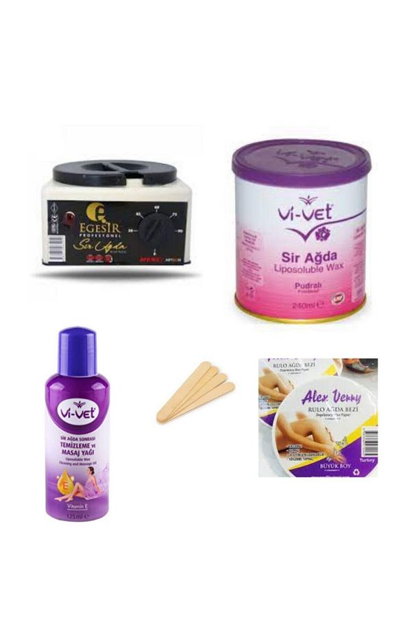 Pudralı Konserve Sir Ağda Seti 240ml - Profesyonel Depirol Ağda Isıtıcı Makinesi 5 Parça - 1