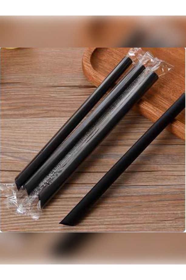 Bubble Tea Pipet 100lü 22 Cm Kalın Pipet ( SİYAH) - 4