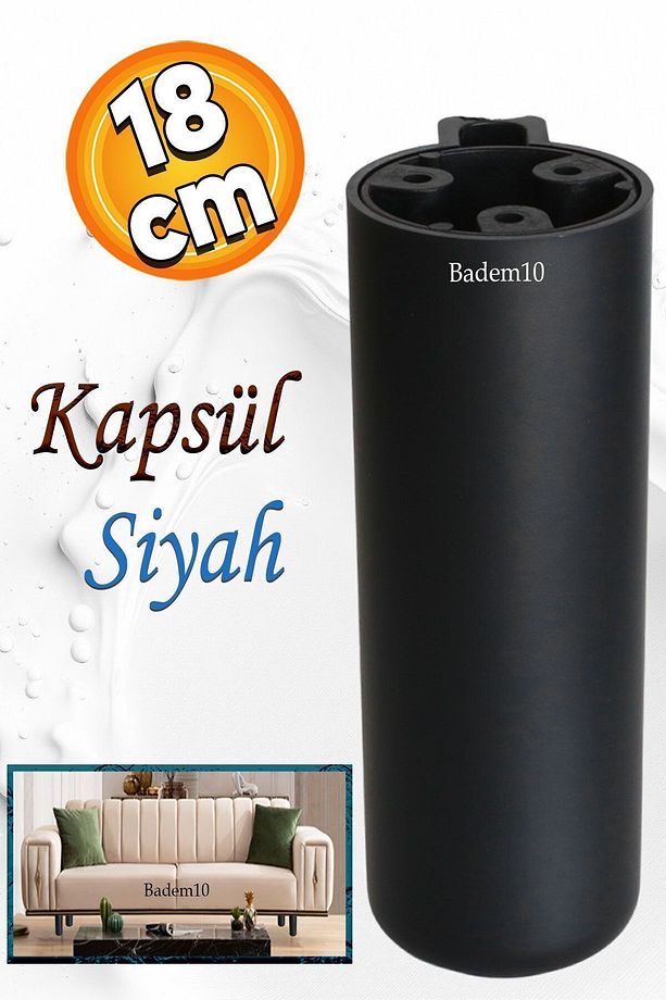Kapsül Bohem (PREMİUM) Siyah 18 Cm Mobilya Kanepe Tv Ünitesi Koltuk Baza Yükseltici Ayağı Ayakları - 1