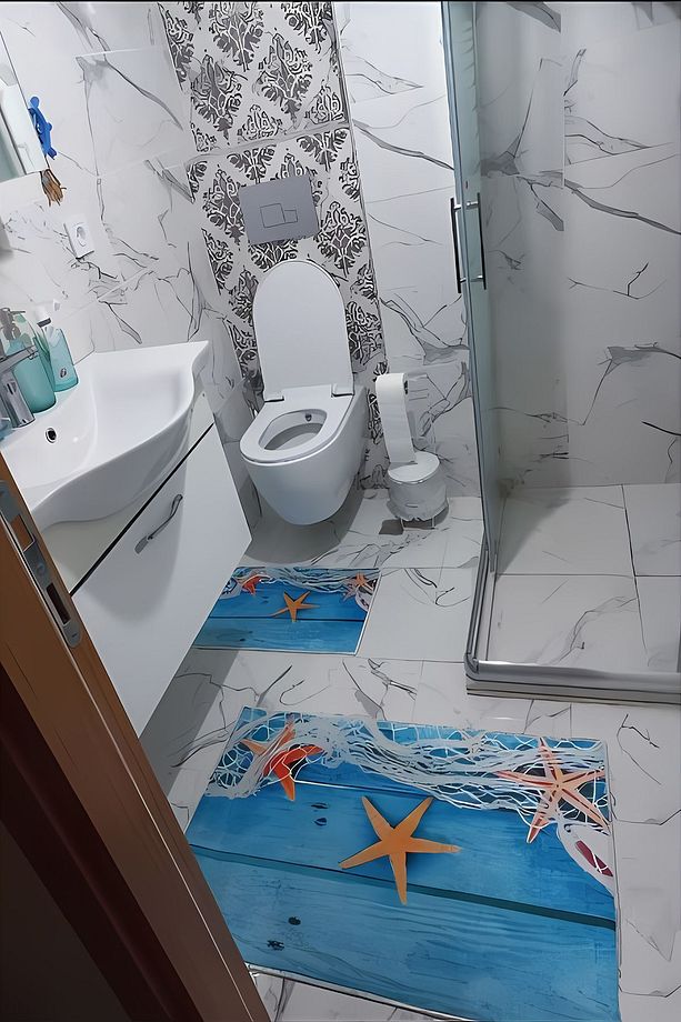 Banyo Paspası Klozet Takımı 2'li Kaymaz Tabanlı Set - 1