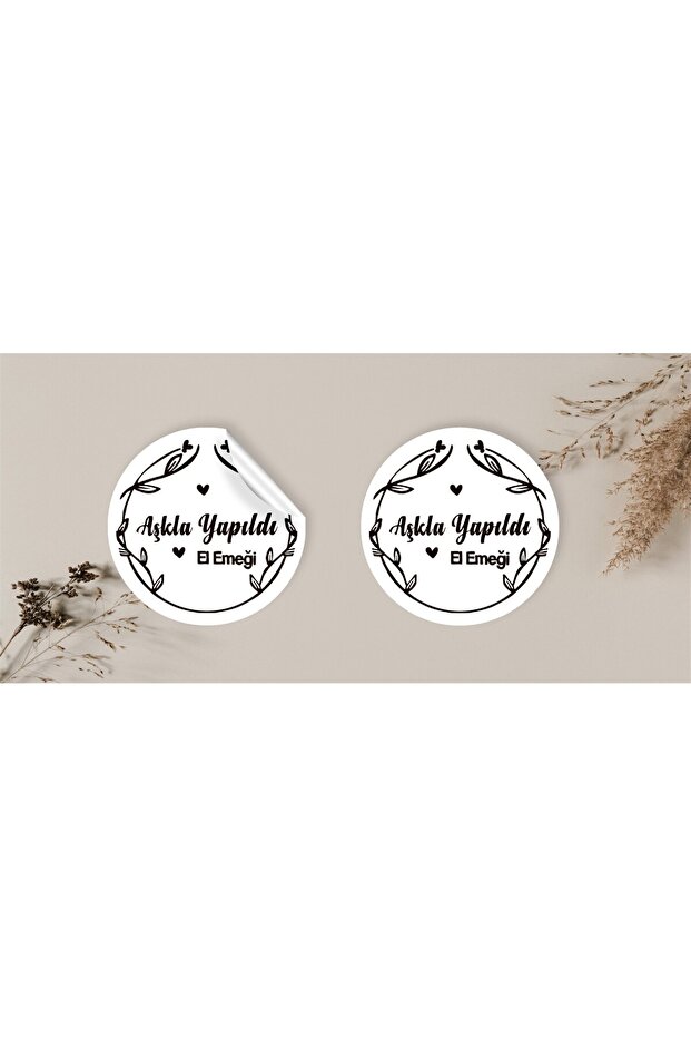 Coated Sticker Packaging & Shipping Label (4X4Cm) 48 Pieces - Made with Love, Handmade -