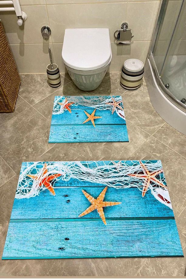 Banyo Paspası Klozet Takımı 2'li Kaymaz Tabanlı Set - 2