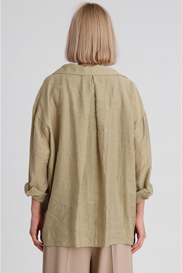 Düşük Omuz Oversize Gömlek - 3
