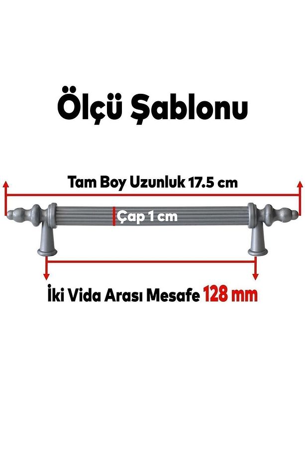 (SERT PLASTİK) Polavit 128 Mm Gri Mobilya Mutfak Çekmece Dolap Dolabı Kulpu Kulbu Kulpları (10 ADET) - 2