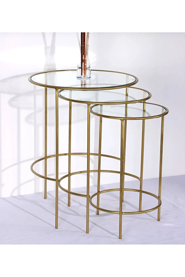 Mia 3’lü şeffaf camlı gold Zigon - 1