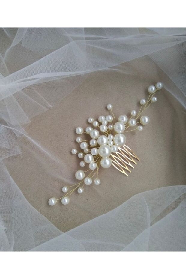 Pearl Bridal Engagement Henna Promise Hair Accessory with Comb