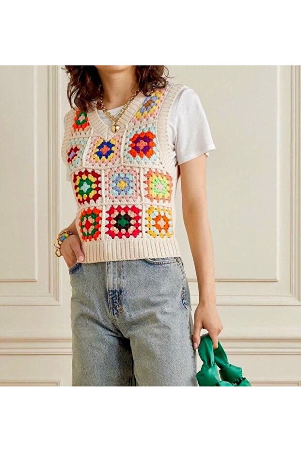 El Örgüsü Kadın Süveter Yelek - 1