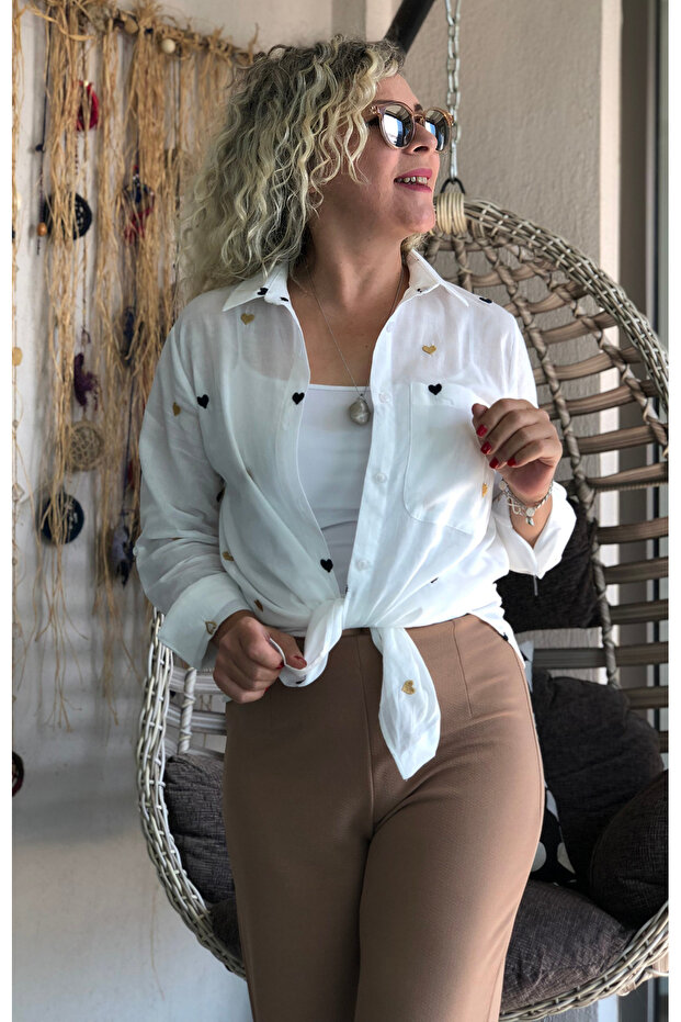 Kalp Nakışlı Gömlek - 5