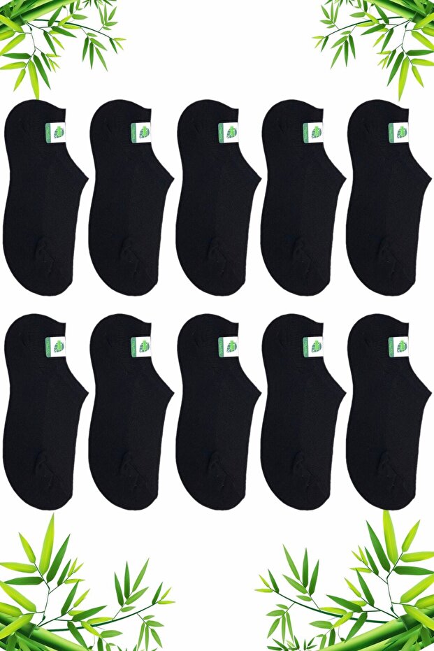 10 Pairs Black Color Bamboo Short Invisible Sneaker Socks