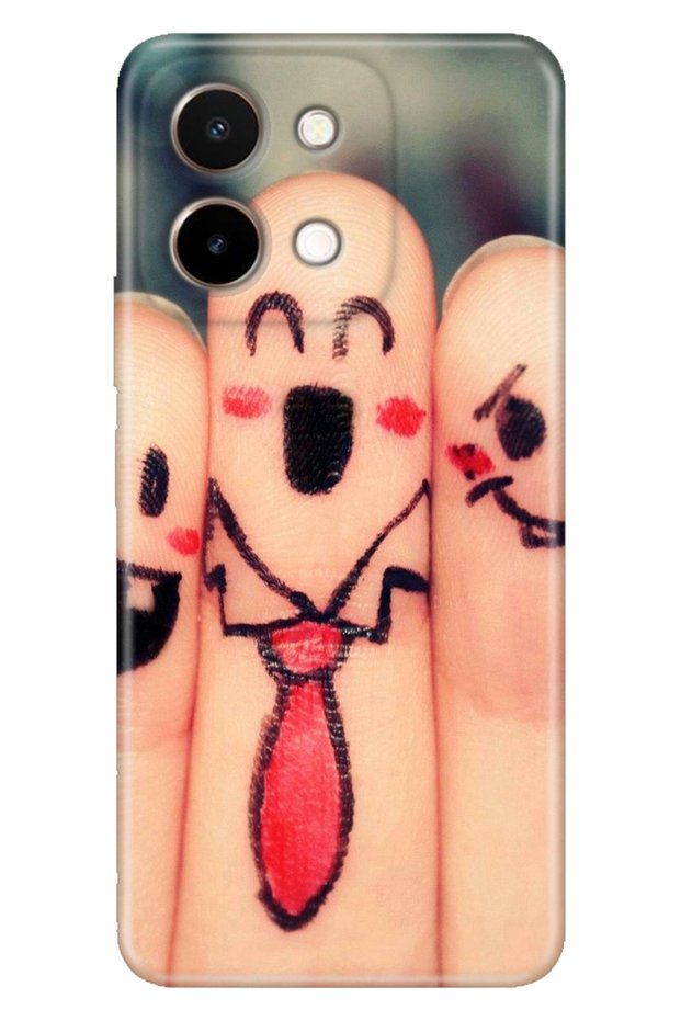 Vivo Y28 Compatible Case Silicone Patterned Vivoy28 Cover Smiling Fingers