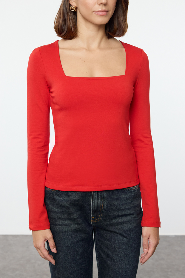 Bavlněná pletená halenka s čtvercovým límečkem - Regular Fit Twoaw24bz00016 - 3