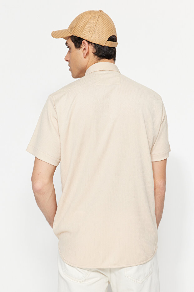 Taş Regular Fit Kısa Kol Yazlık Dokulu Bürümcük Örme Gömlek TMNSS23GO00055 - 7