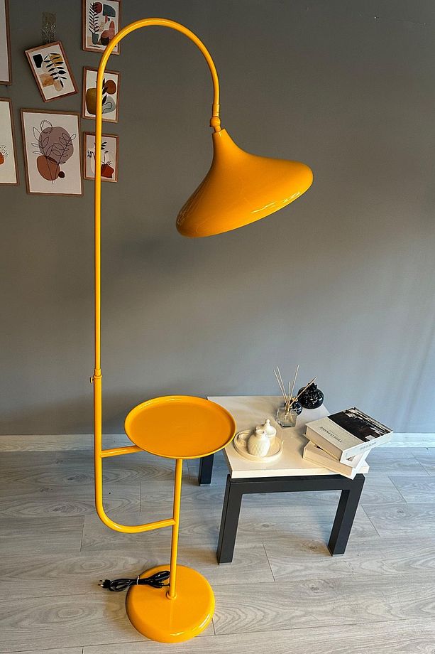 Sarı Lambader Hareketli Başlık Sehpalı Modern Dekoratif Metal Oturma Odası Çalışma Odası - 3
