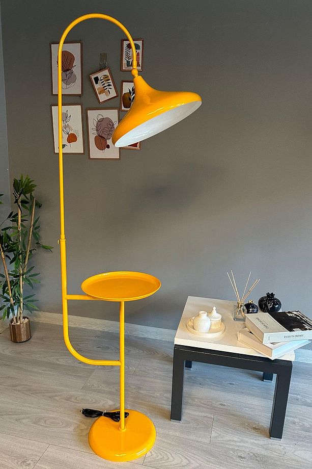 Sarı Lambader Hareketli Başlık Sehpalı Modern Dekoratif Metal Oturma Odası Çalışma Odası - 5