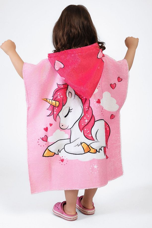 Unicorn Desen Çocuk Panço Plaj Havlusu - 5