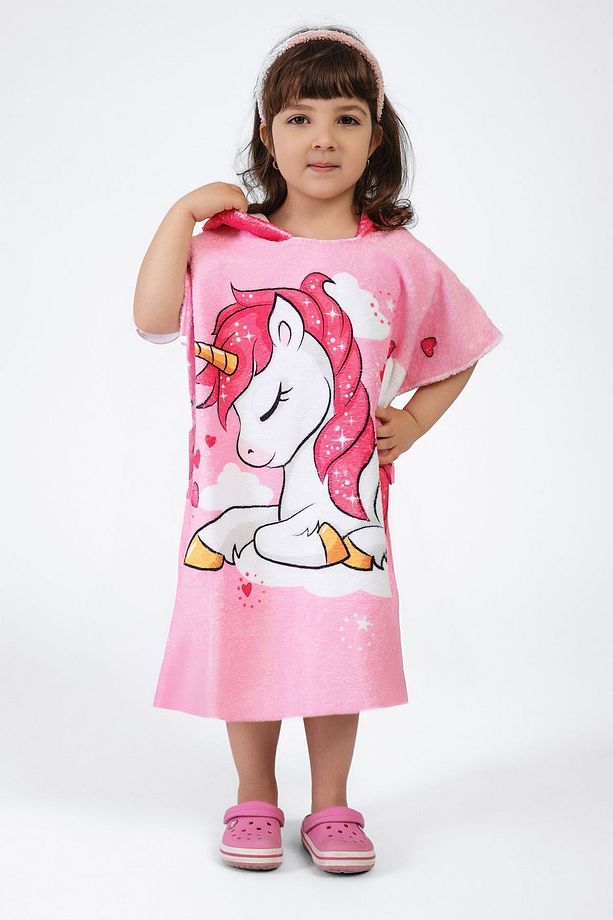 Unicorn Desen Çocuk Panço Plaj Havlusu - 3
