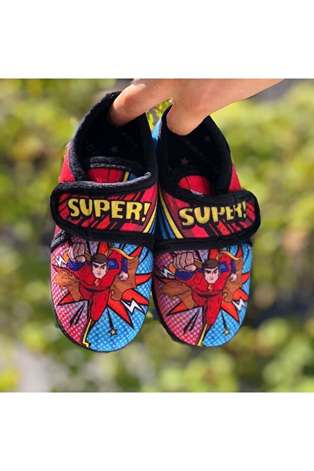 Ortapedik Çocuk Panduf Kreş Ev Okul Ayakkabısı Yumuşak Kaydırmaz Taban Cırt Cırtlı Kreş Ayakkabısı - 1