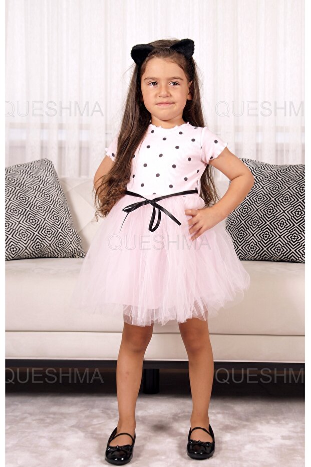 Baby Girl Child Princess Fluffy Tutu Dress Polka Dot Short Sleeve Flexible Lycra