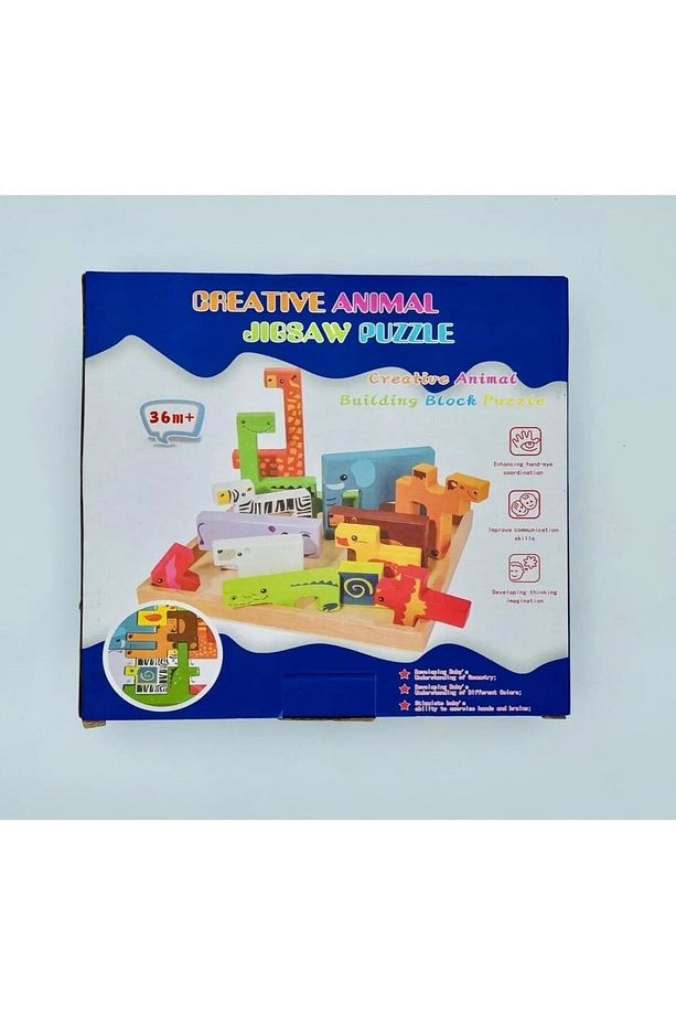 Ahşap Hayvanlar Animals Puzzle Yapboz Bultak Tetris Eğitici Oyuncak - 5