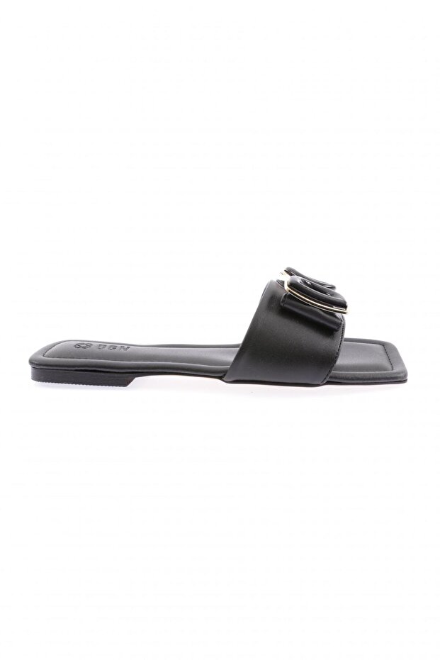 140-23Y Women's Buckle Slippers Black