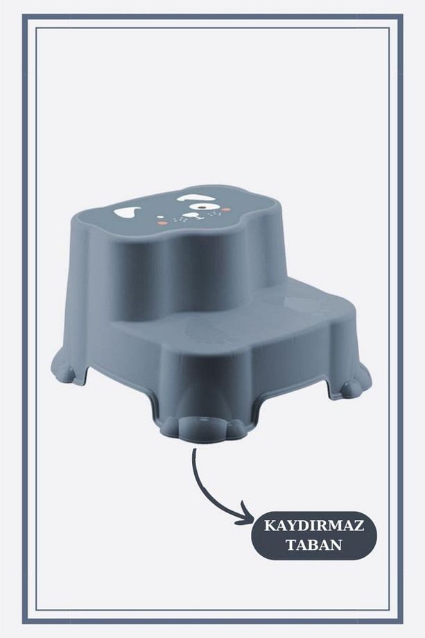Kaydırmaz Çift Basamaklı Çocuk Taburesi Ve Kulplu Klozet Tuvalet Alıştırma Adaptörü 2'li Set - 5