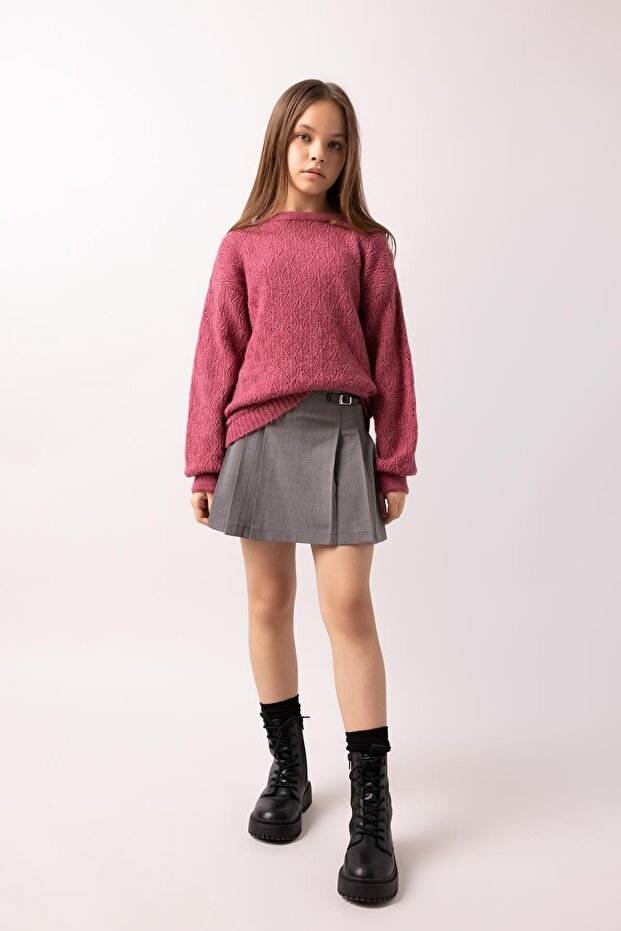 Kız Çocuk Bisiklet Yaka Triko Kazak B3865a823wn - 2