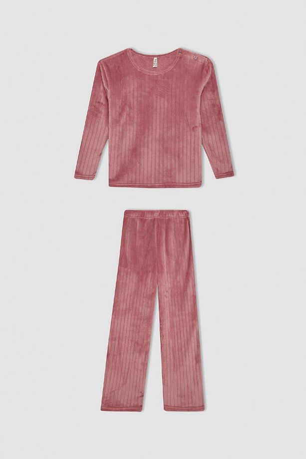 Kız Çocuk Pijama Takımı Polar Uzun Kollu Üst Uzun Alt D1088a824wn - 6
