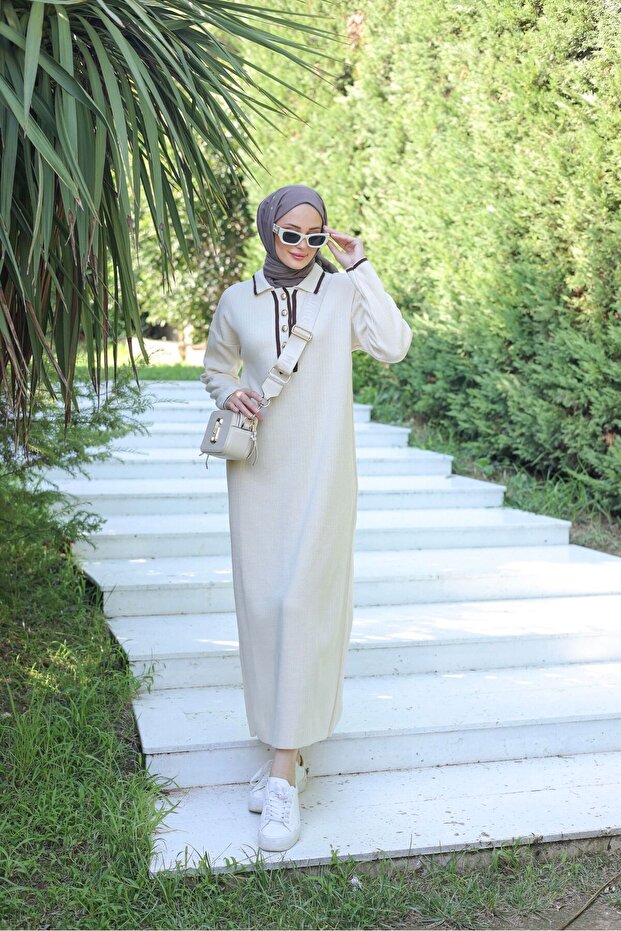 TRİKO YAKALI ELBİSE - 6