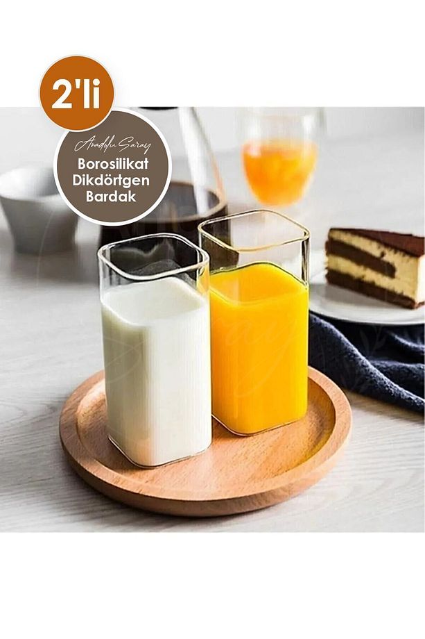 2 ADET Isıya Dayanıklı Borosilikat Dikdörtgen Bardak | Kahve Ve Sunum Bardağı | Borosilikat Bardak - 2