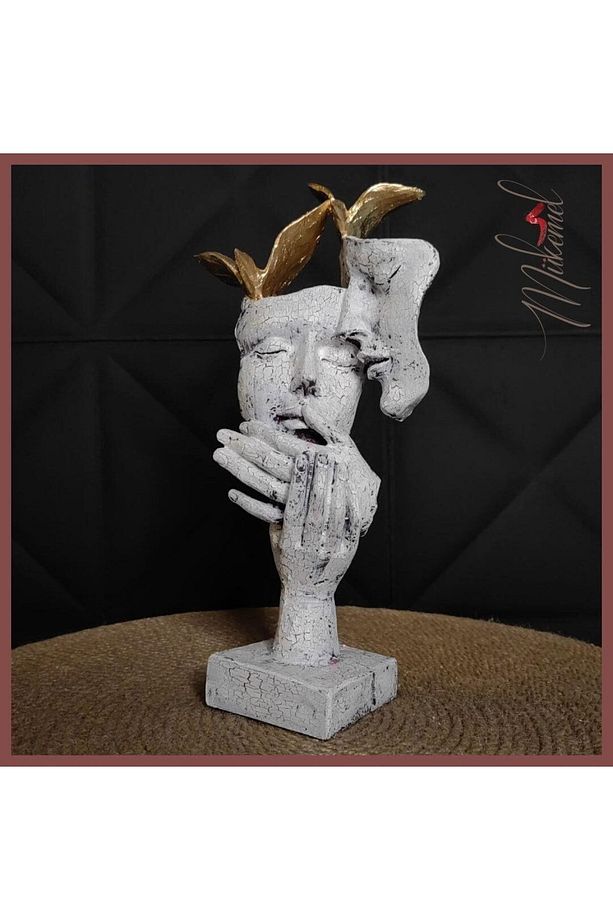 Soyut Modern Sanat Heykeli – Altın Yapraklı Yüz Tutan El, Ev Dekoru – Mükemel orijinal tasarım - 8